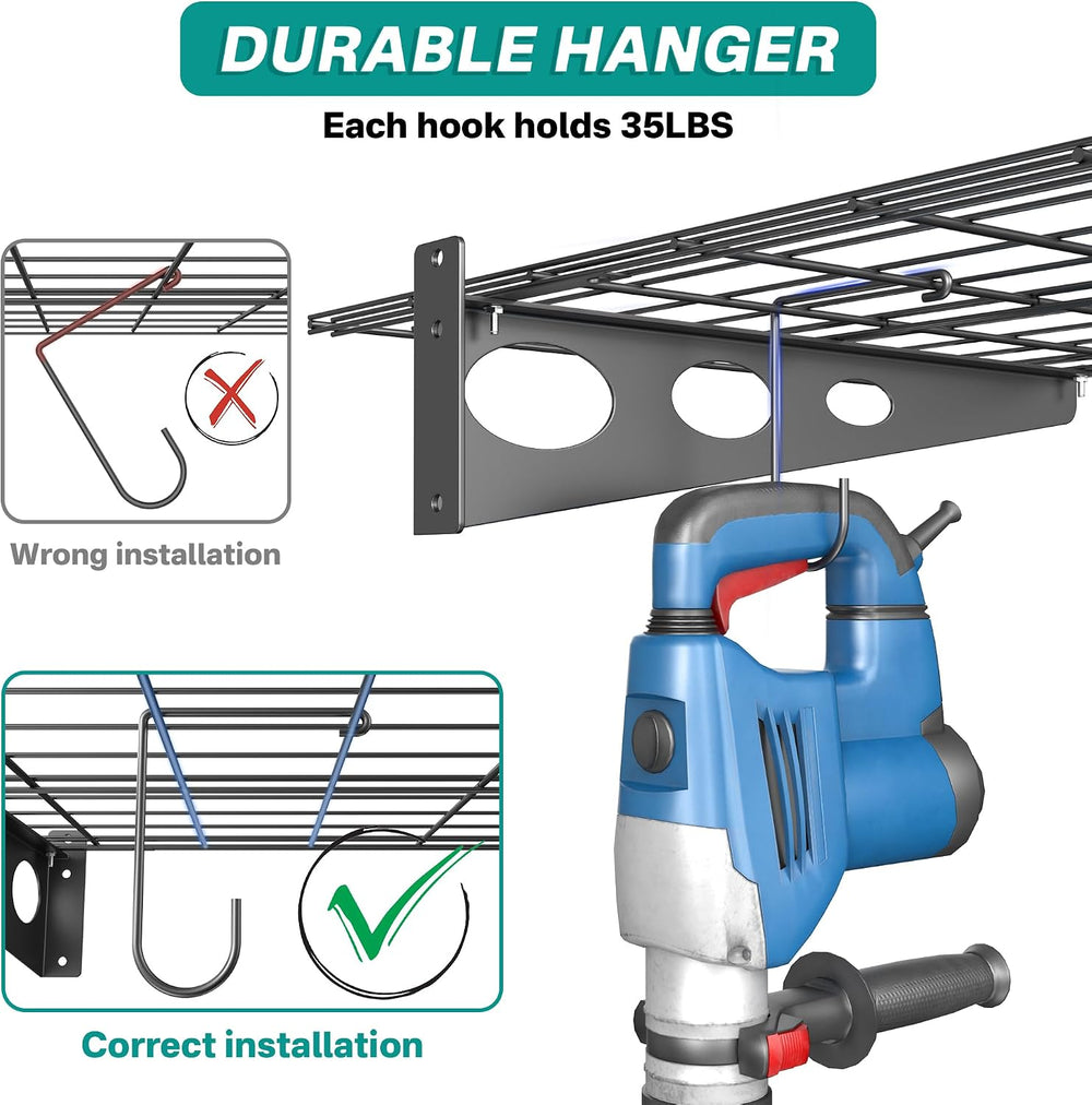 Wall Mounted Garage Wall Shelves, 2 x 4 ft Metal Storage Shelves