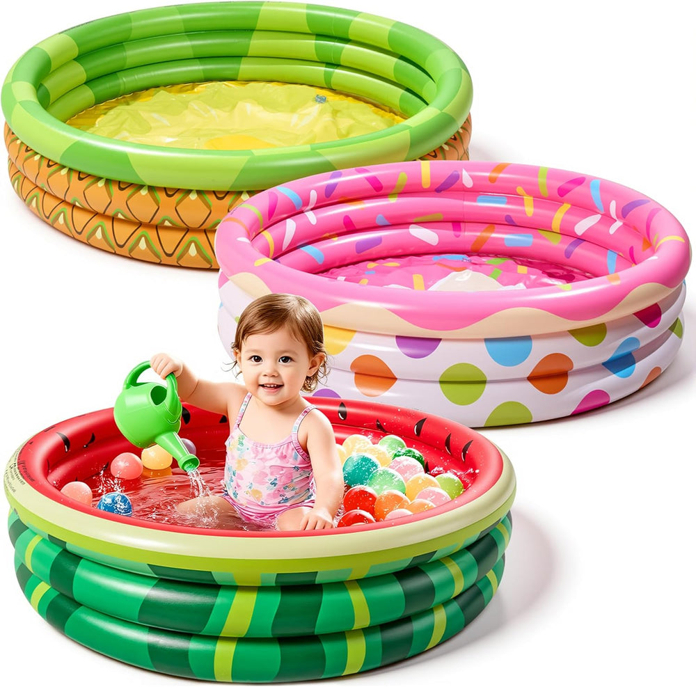 3 Pack 45" X 10" Inflatable Kiddie Pools, Watermelon & Pineappl...