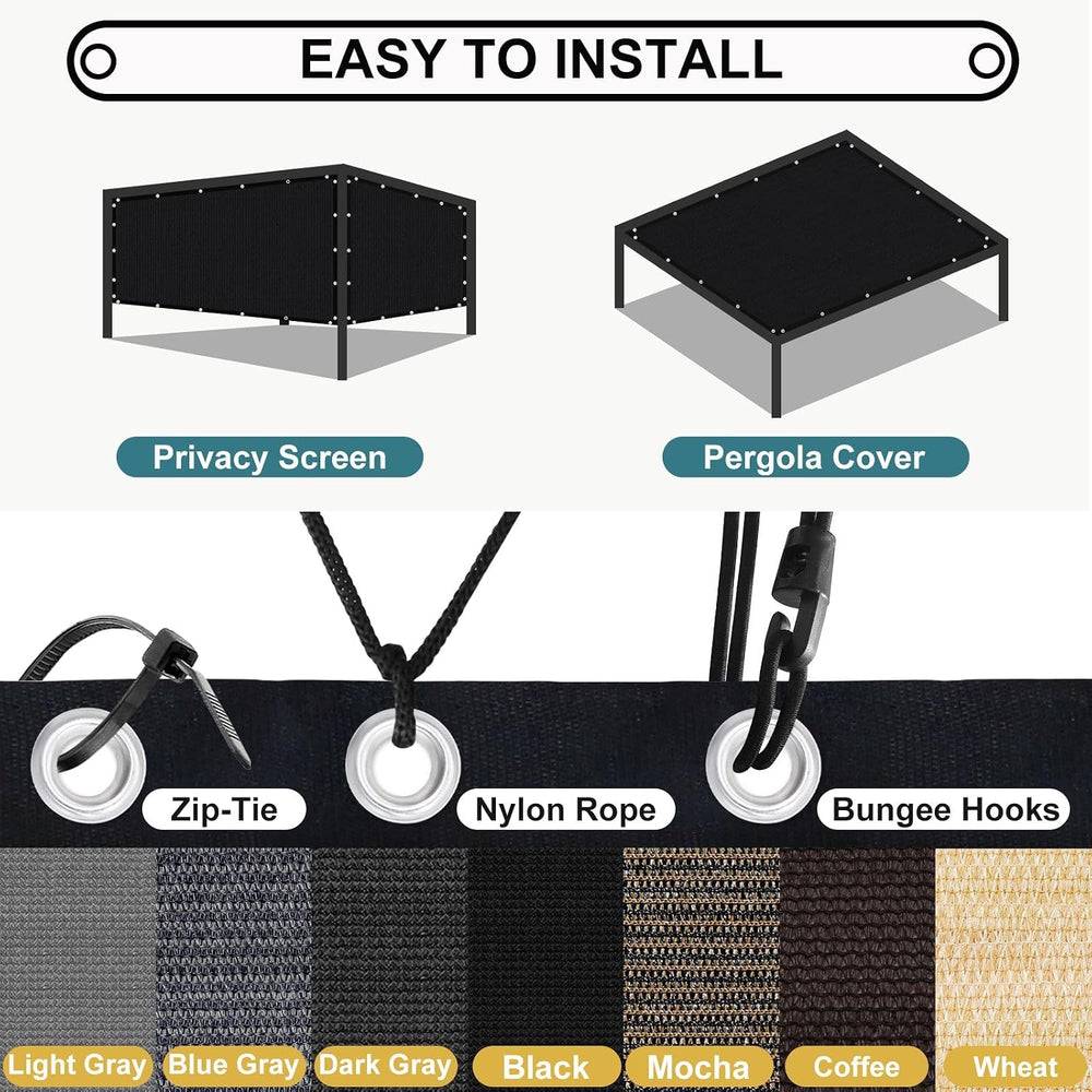 Shade&Beyond 90% Sun Shade Cloth with Grommets, 8' X 10' Pergola ...