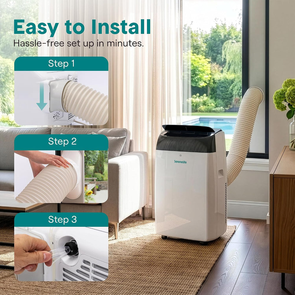 SereneLife 14,000 BTU Portable Air Conditioner with Dehumidifier, Heat, &...