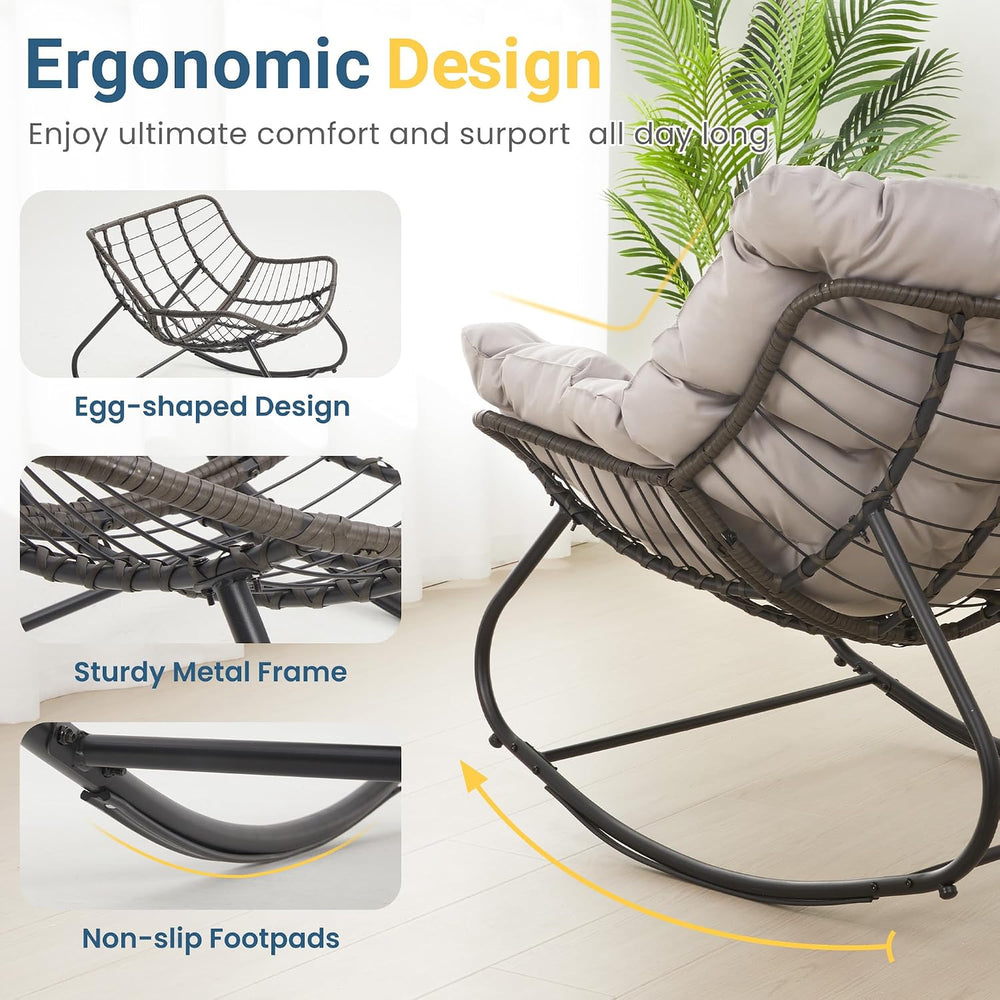 Wisteria Lane Patio Rocking Chair with Ottoman, Oversized Papasan Chair