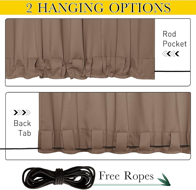 NICETOWN 2 Panels Weighted Blackout Curtains Patio Waterproof Outdoor Curtain...