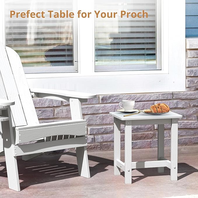 LUE BONA Outdoor Side Table Set of 2, HDPS Small Outdoor Table, Adirondack Si...