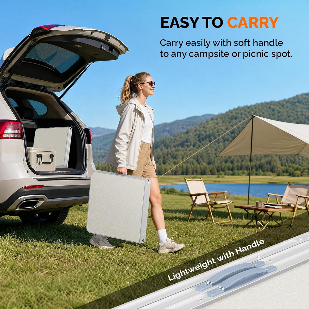 VINGLI 6ft Folding Camping Table with Carry Handle,Portable Utility Table Mul...