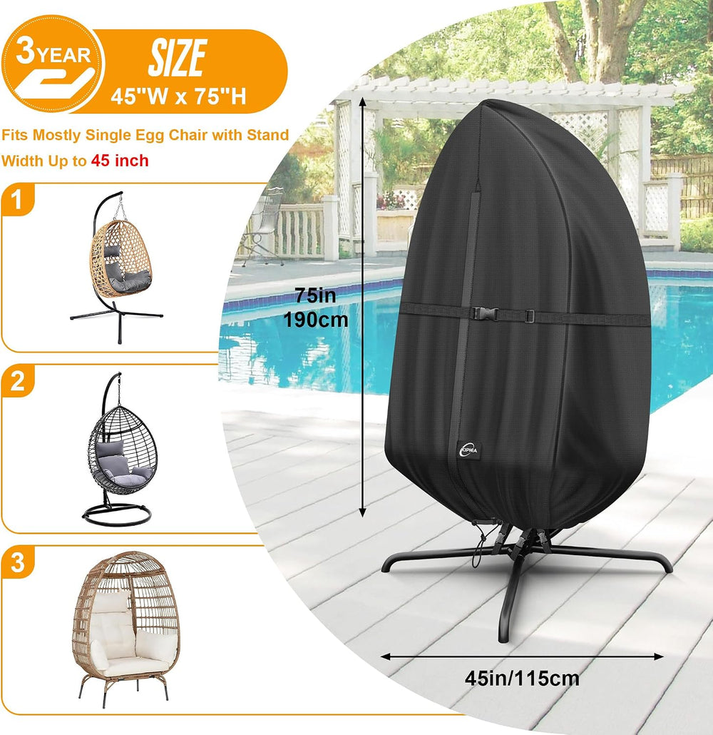 Patio Egg Chair Covers Waterproof, Upgraded 500D Outdoor Hanging Egg Chair Co...