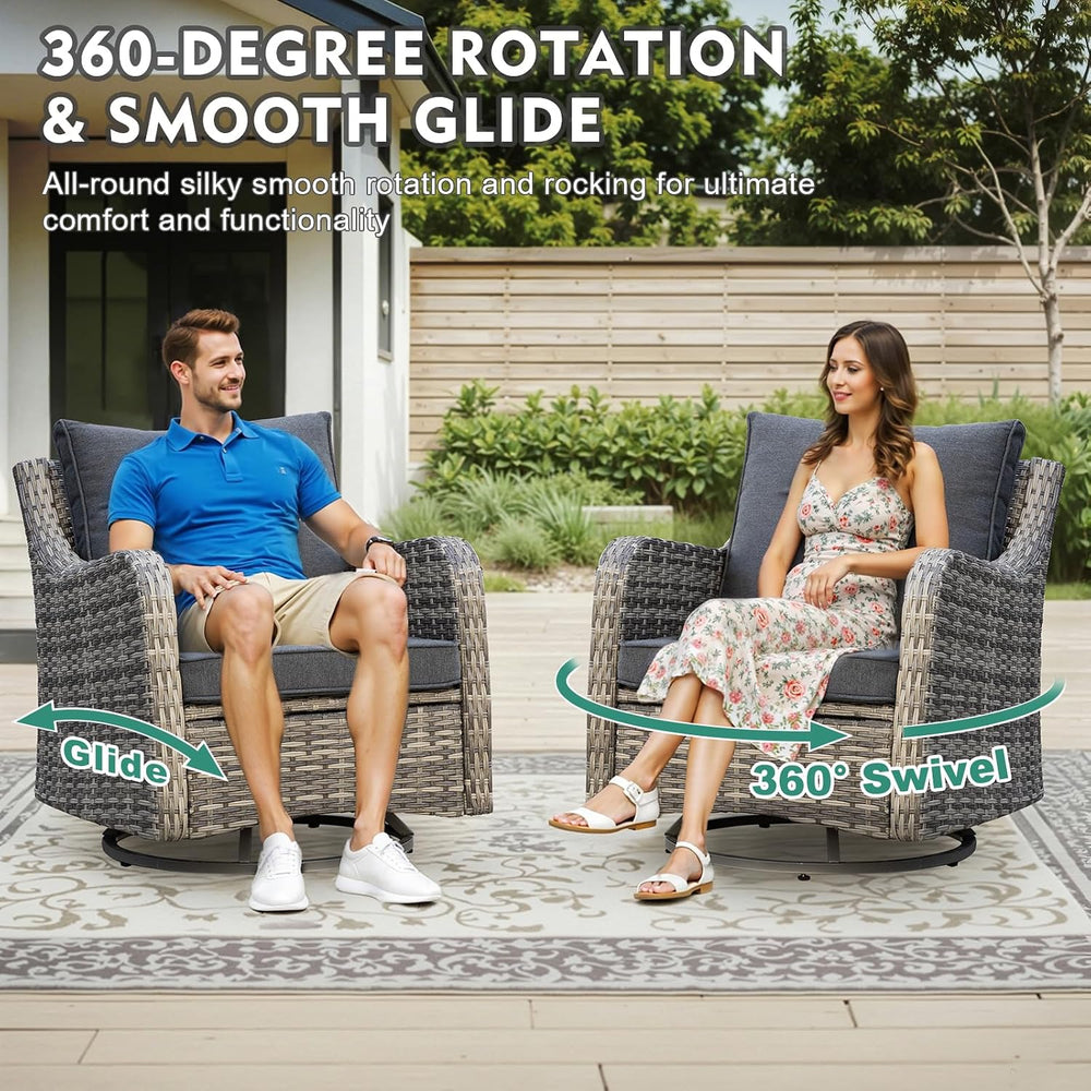 MEISSALIVVE Patio Furniture Set with Swivel Rocking Chairs, 10 Pieces Patio C...