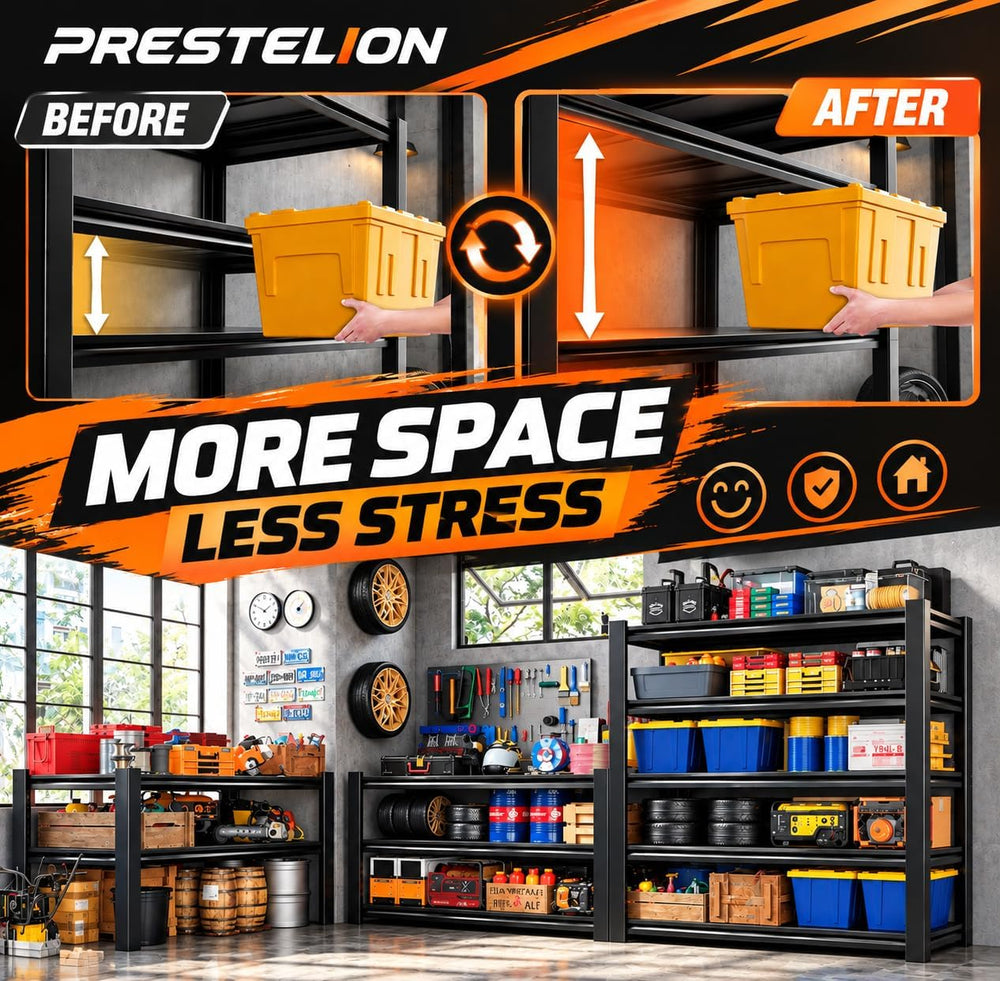 Garage Shelving Adjustable Metal Storage Shelves with Anti‑Tip Safety Kit
