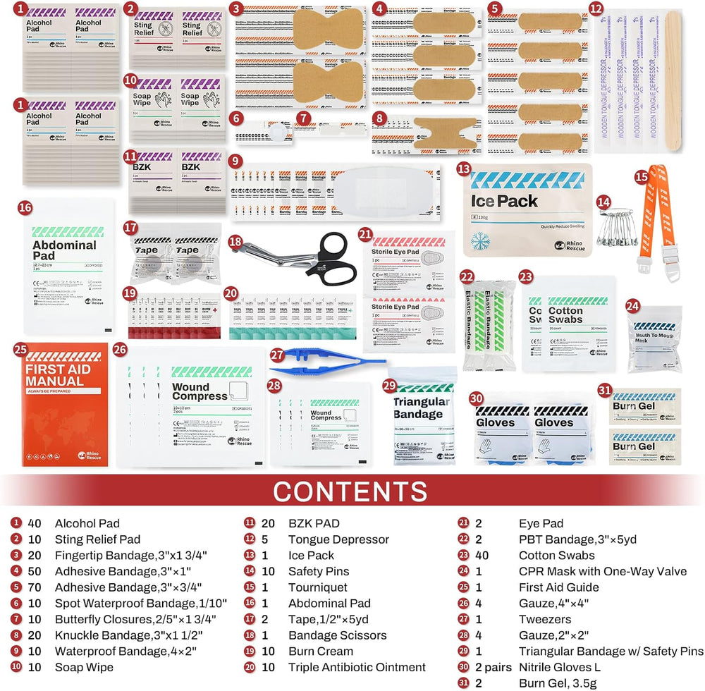 Rhino Rescue OSHA All-Purpose First Aid Kit, Home & Office Professional M...