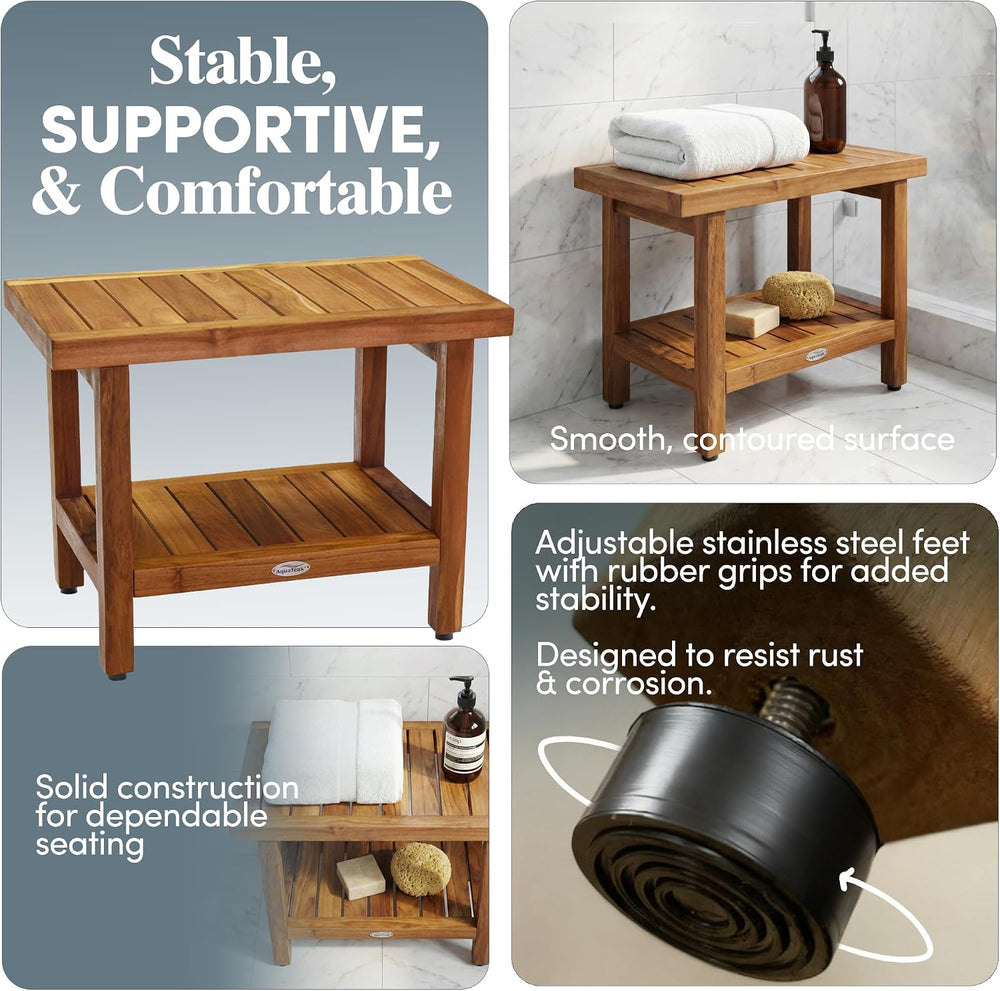 AquaTeak Spa 24" Teak Shower Bench