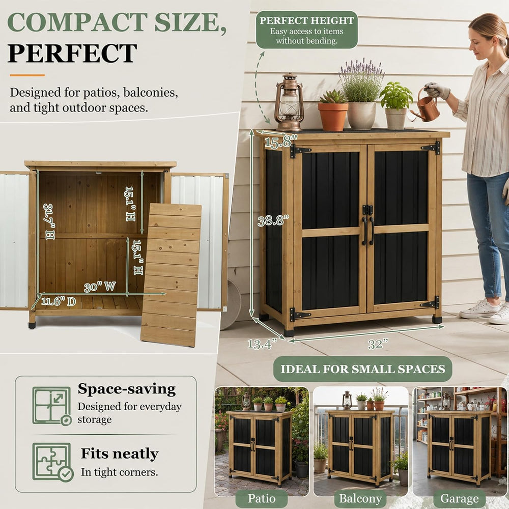 Gowoodhut Outdoor Storage Cabinet Garden Shed Box for Tools Pool Accessorie