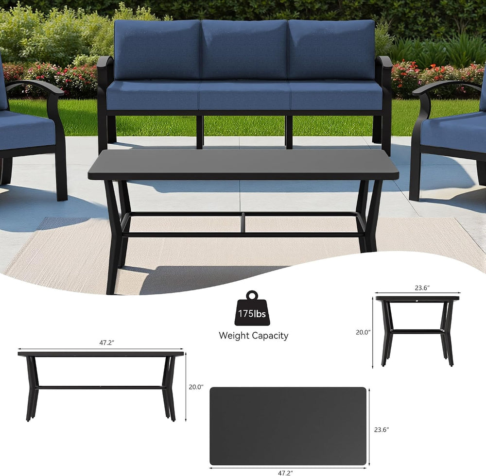 Aluminum Outdoor Patio Furniture Set with 5.1'' Thick Cushions
