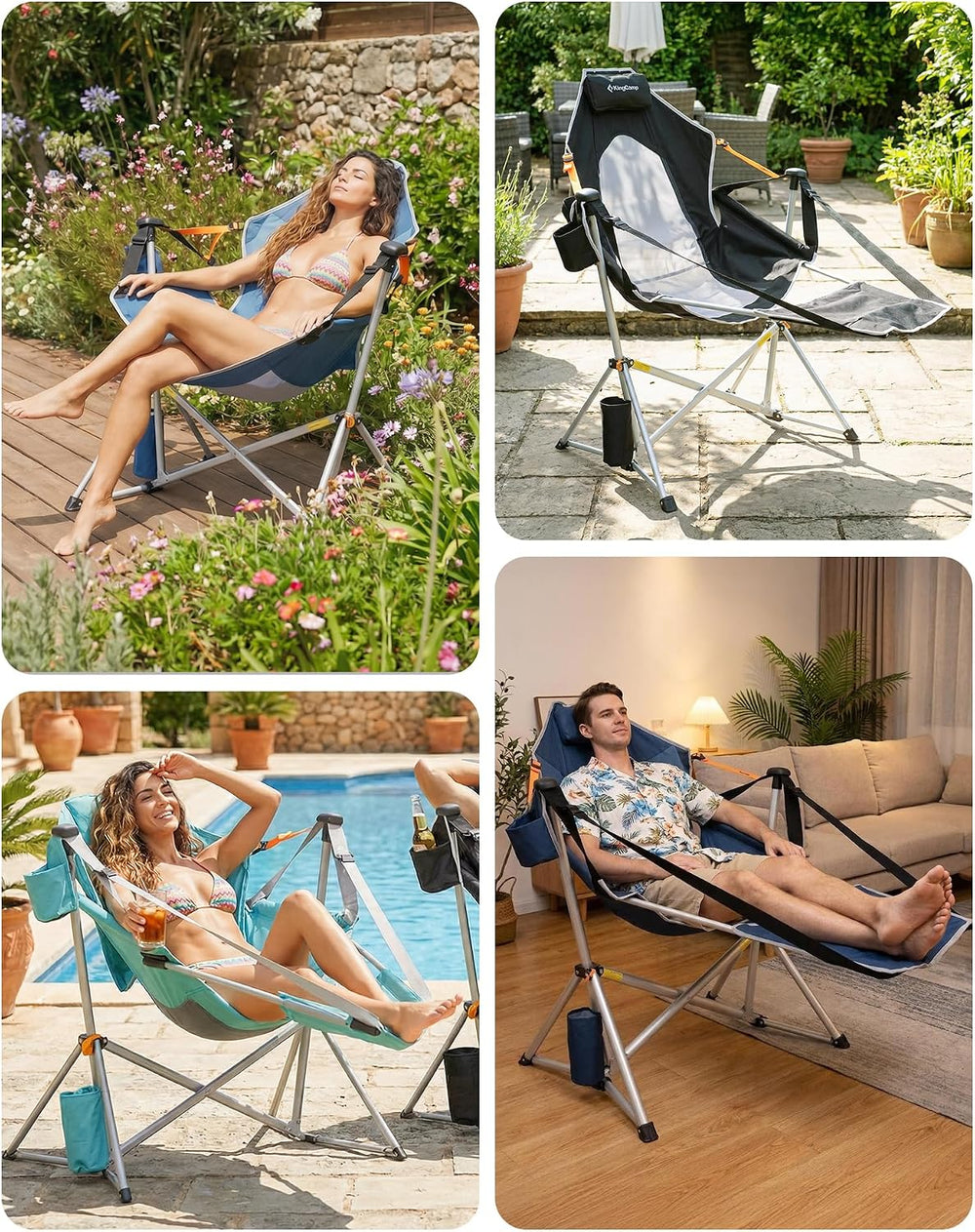 KingCamp Hammock Camping Chair with Footrest & Breathable Mesh Back 400 lbs