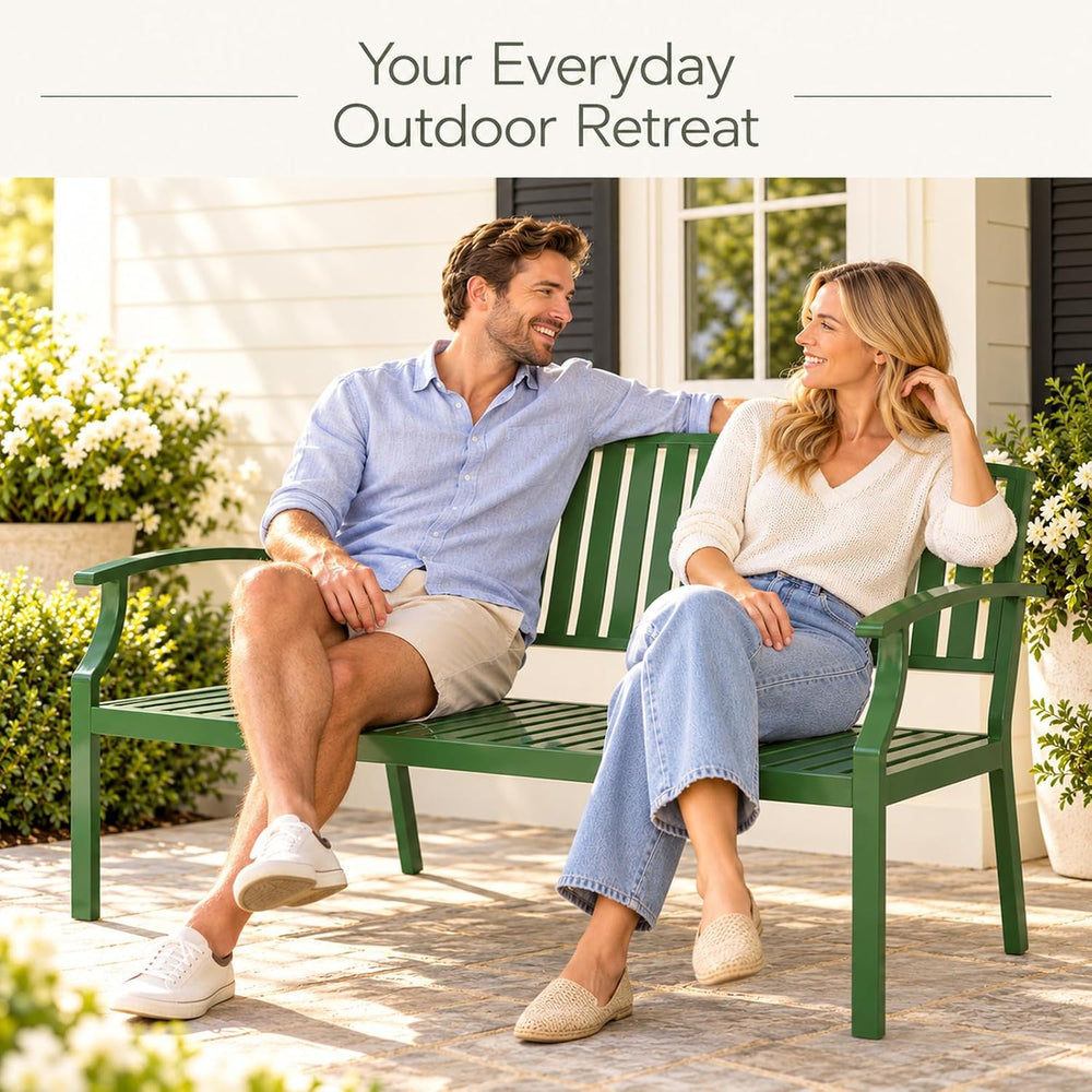 52'' Outdoor Garden Bench for 2, Aluminum Patio Bench