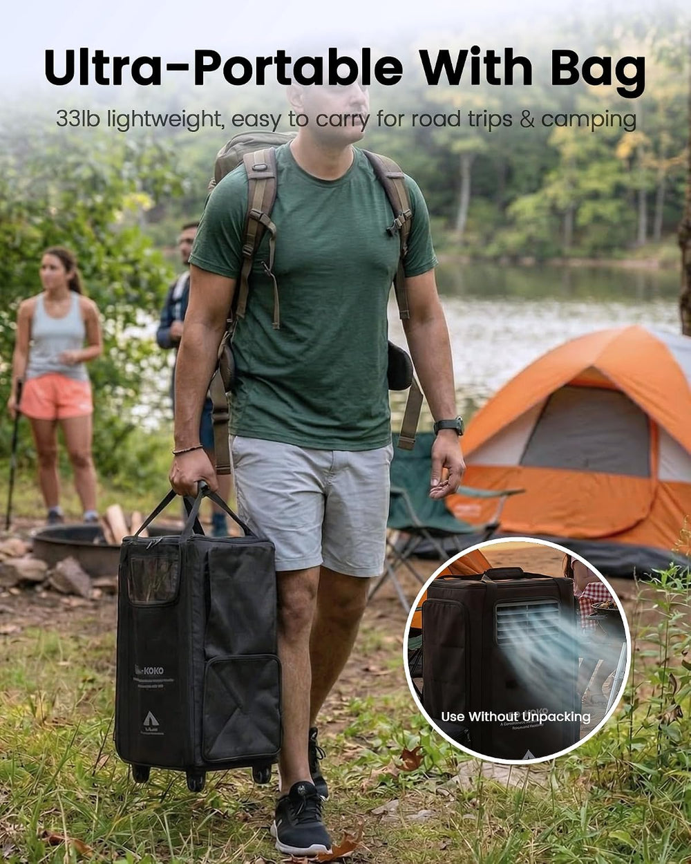 5200 BTU Portable Camping Air Conditioner, 4-in-1 Quiet Small AC Unit with 40...