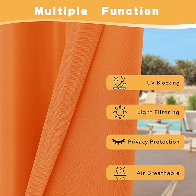 HolidayIdeas Outdoor Curtains for Patio Waterproof, 4 Panels - 54 x 108 Inch ...