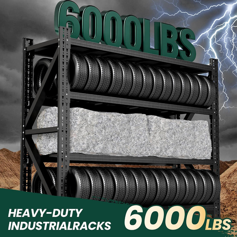 Heavy Duty Garage Storage Shelves, 71" Wide Metal Shelving Unit, 6000LBS...