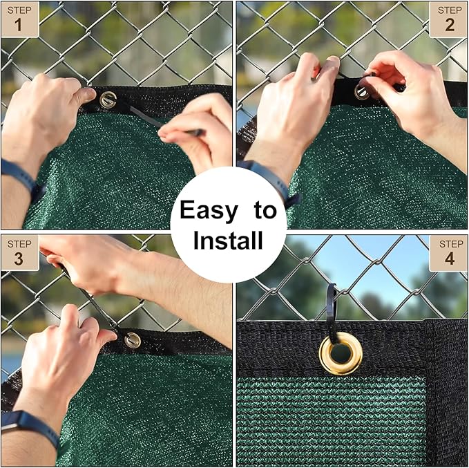 UPGRADE Fence Privacy Screen 8' x 25' Fence Commercial Shade Cover wi...
