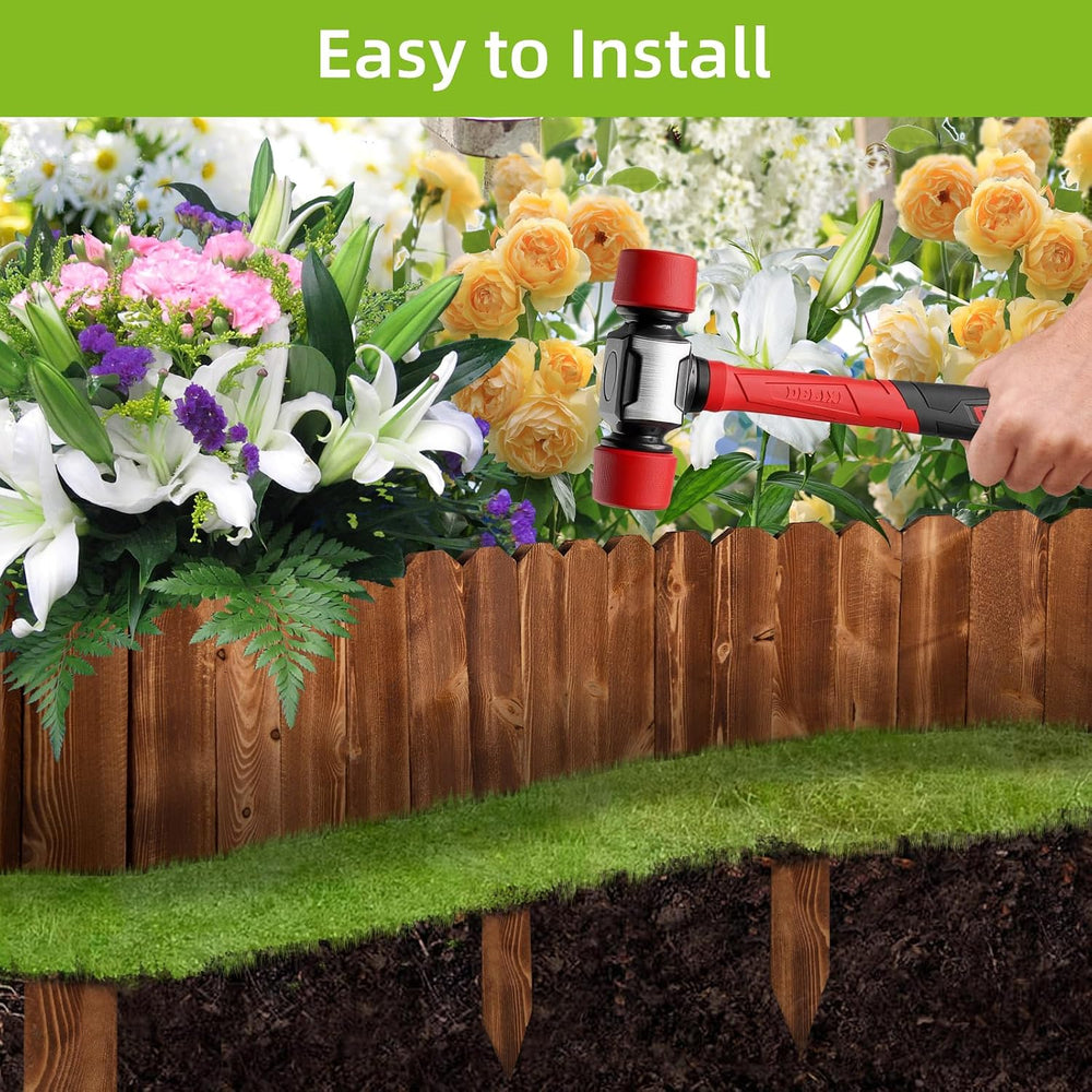 LINSHRY Wood Garden Edging Fence, Flower Bed Edging Borders, 8in H x 12ft L