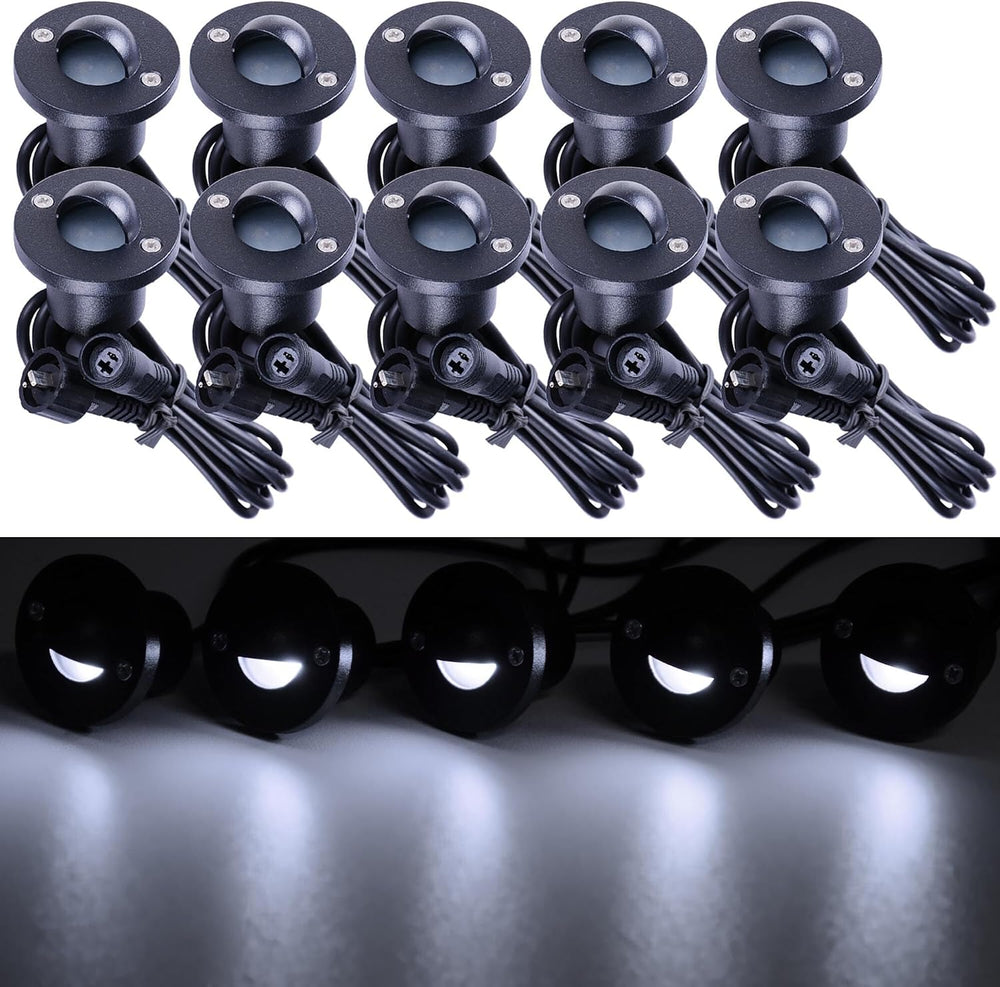 Yescom LumeStar 10-Pack 12V 7000K Cool White IP67 Outdoor Step Lights