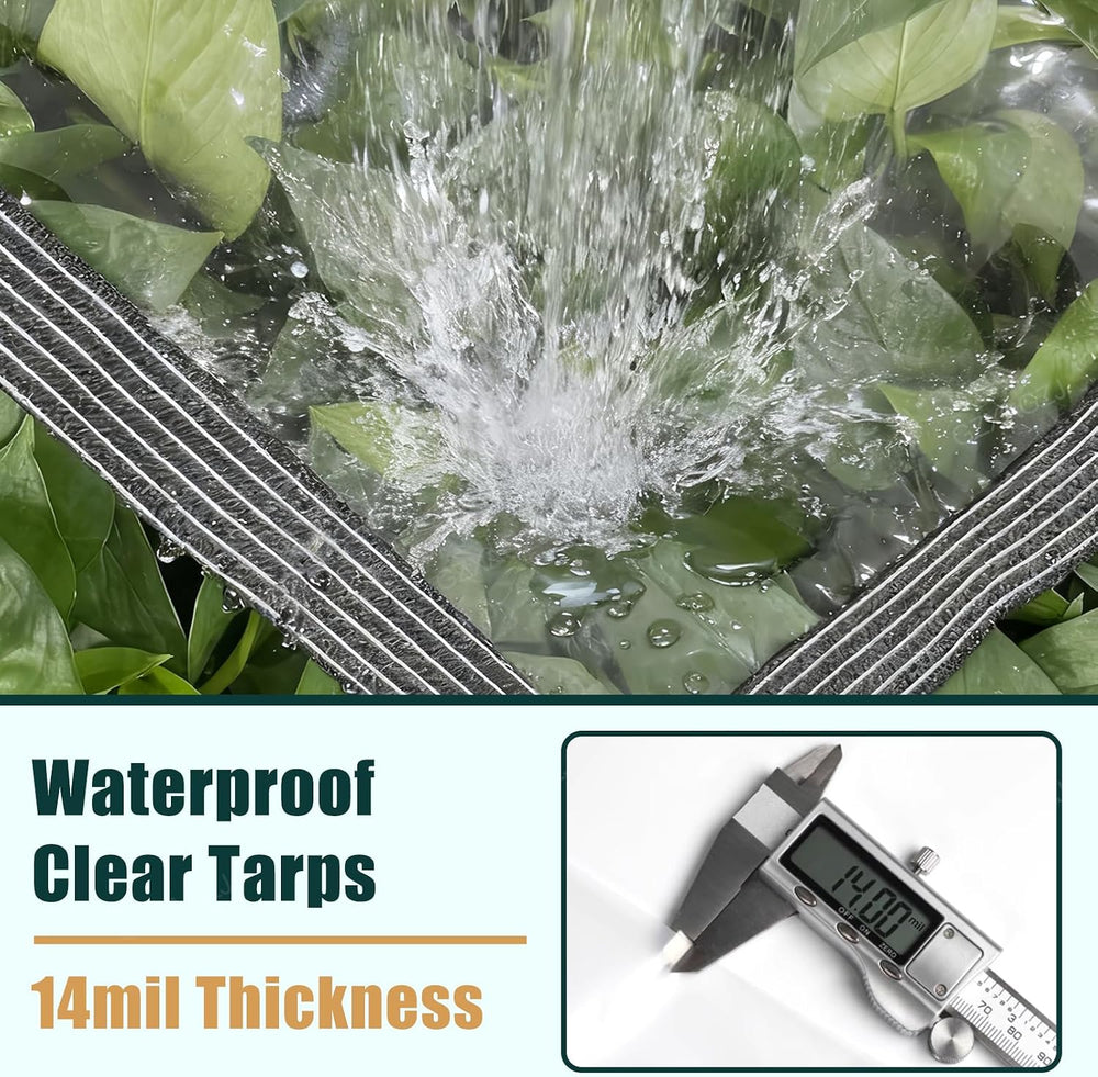 Clear Tarp with Grommets 8x12 ft Heavy Duty Clear Tarps 14 Mil Thickened Tear...