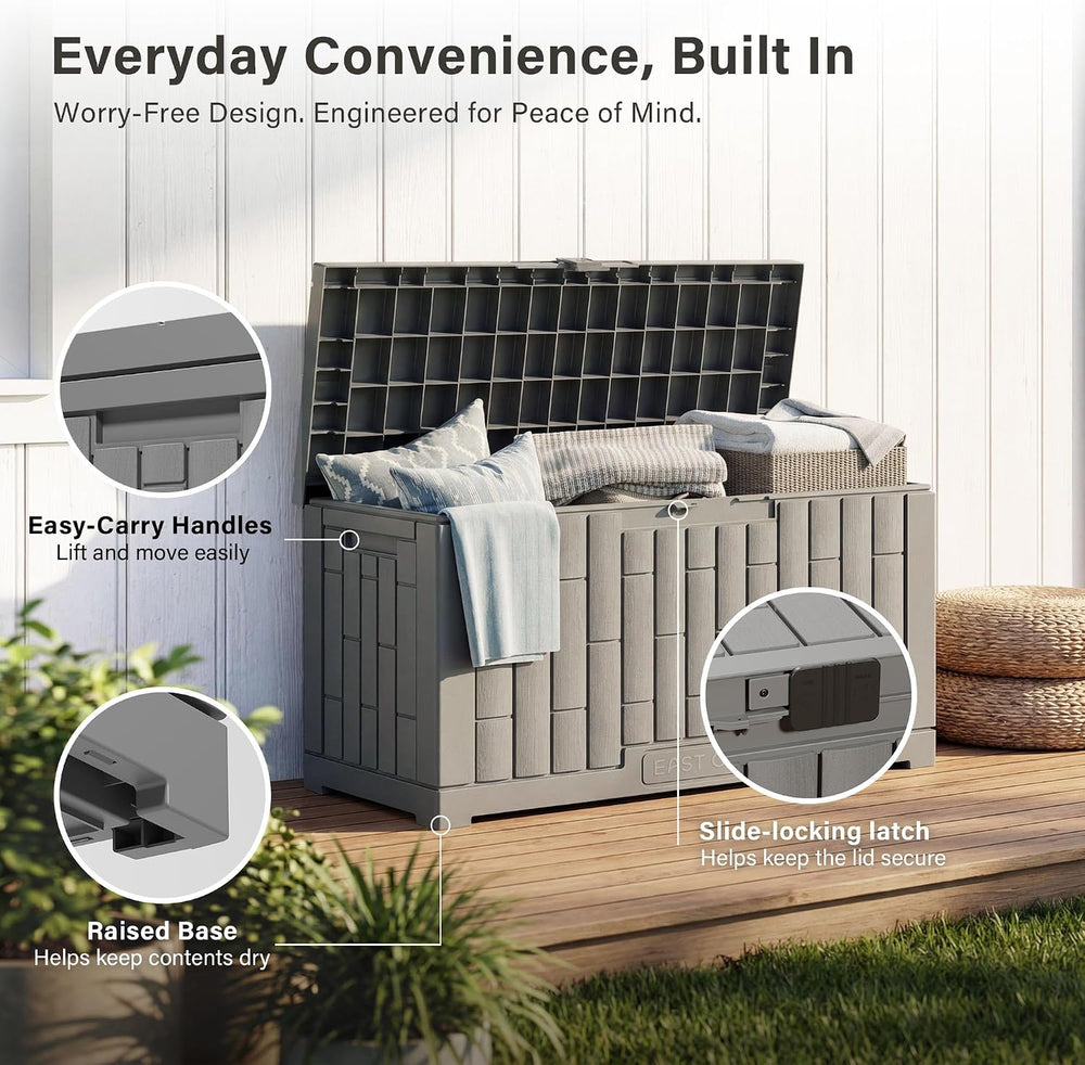 EAST OAK Outdoor Storage Box, 60 Gallon Deck Box Indoor and Outdoor Use, Wate...