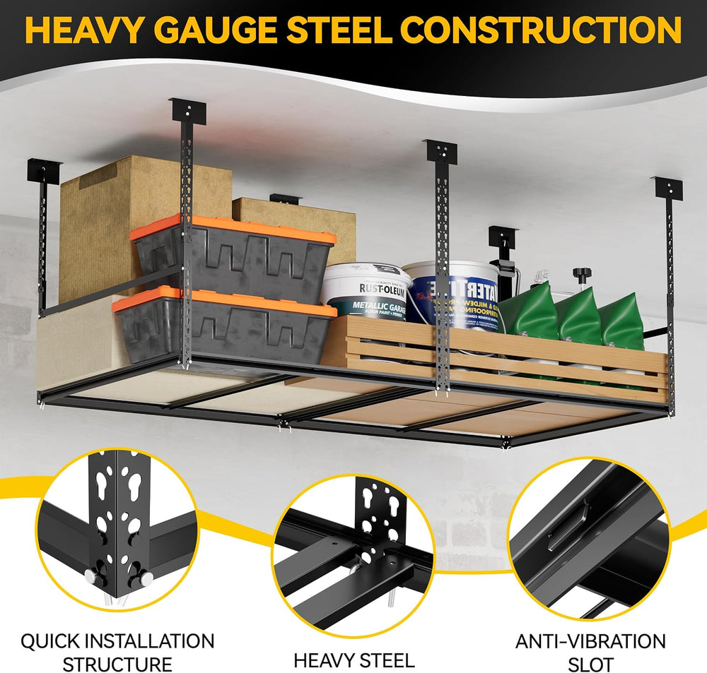 3x6 Ft Overhead Garage Storage Rack, 28-41 inch Height Adjustable Ceiling Mou...
