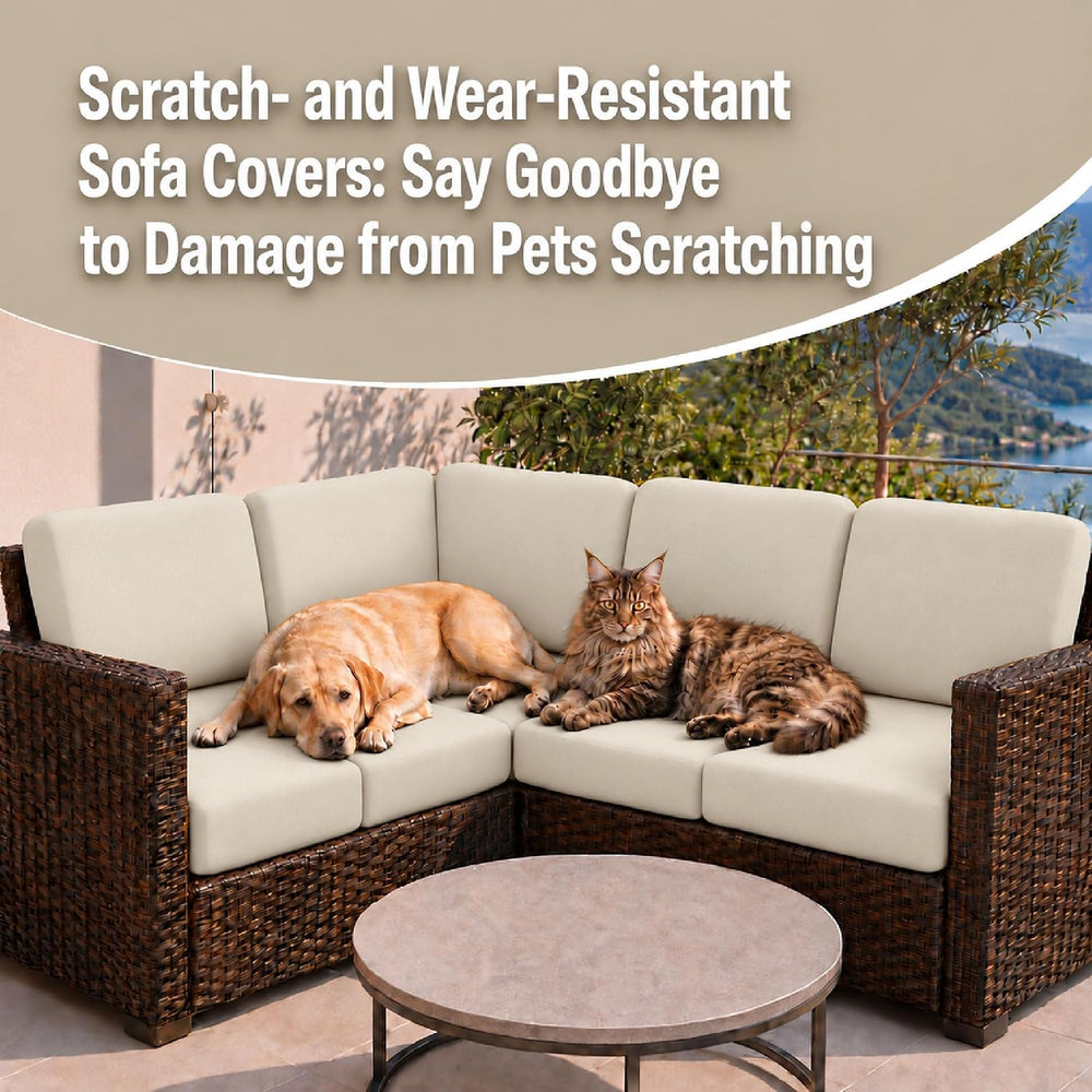 12Pcs Patio Cushion Covers, Outdoor Stretch Cushion Covers, Washable