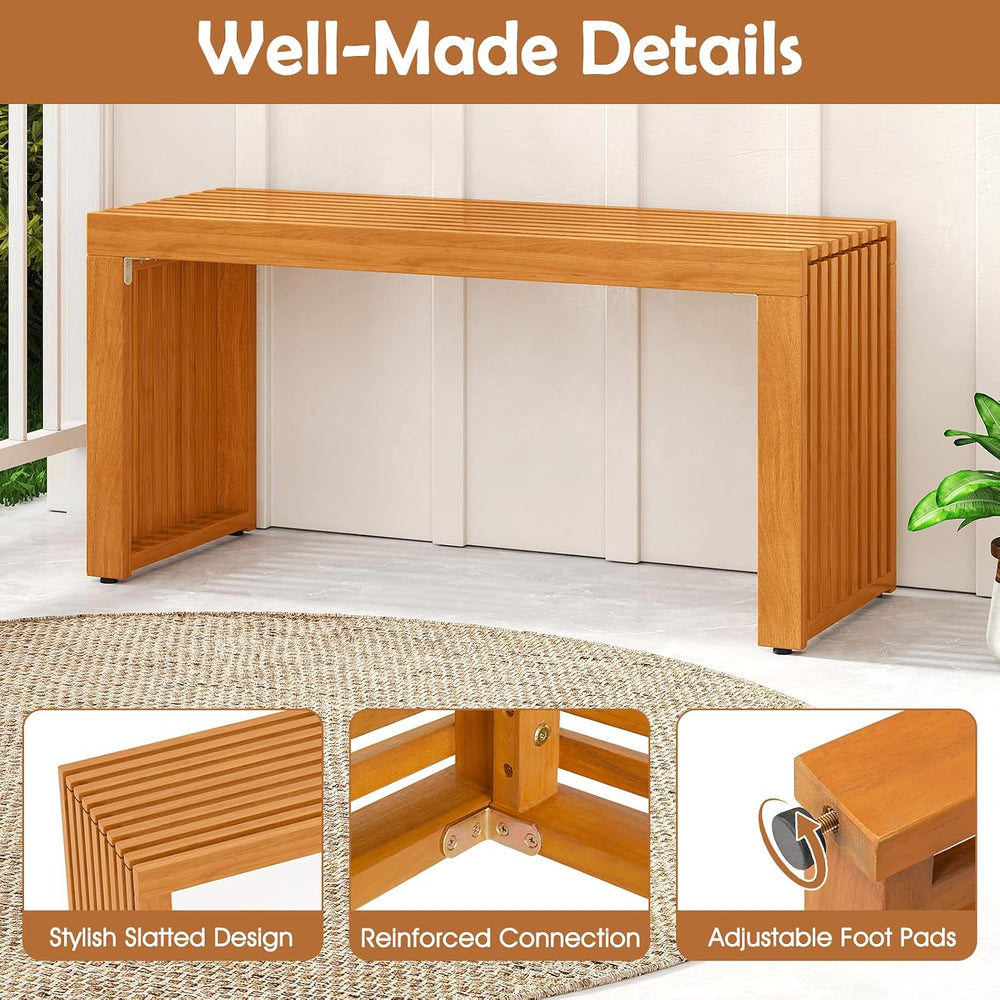 Tangkula Acacia Wood Outdoor Bench, 36”Garden Bench for 2 Person, 2 Pack