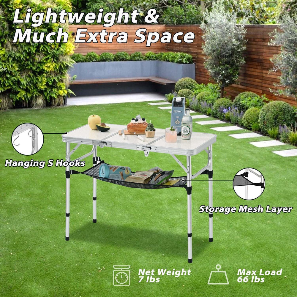 Folding Table with Storage Net, Lightweight Portable Picnic Table