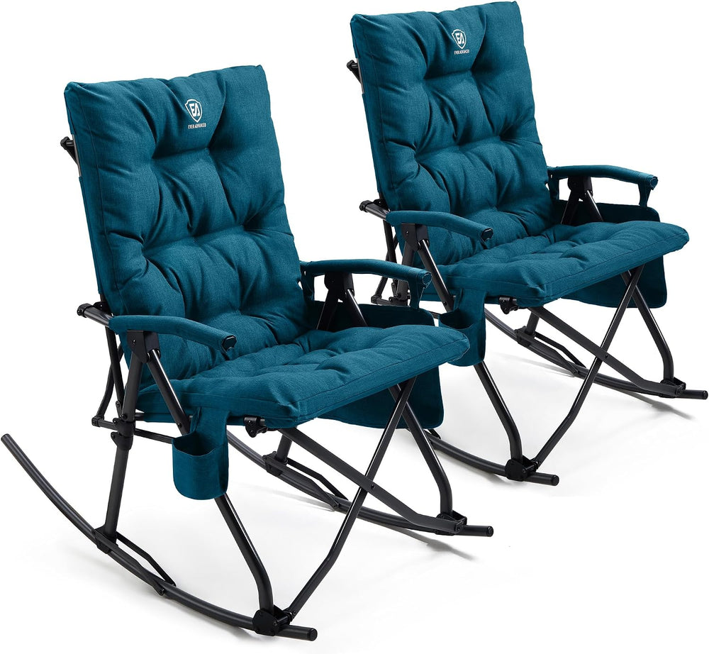 EVER ADVANCED Oversized Folding Rocking Camping Chairs Set of 2, Padded