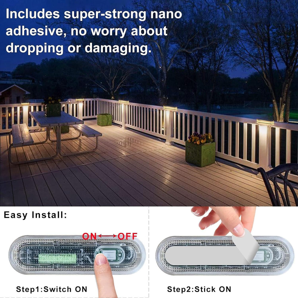 DetarZinLED Solar Step Lights Outdoor IP68 Waterproof 6 Pack Warm White Bar