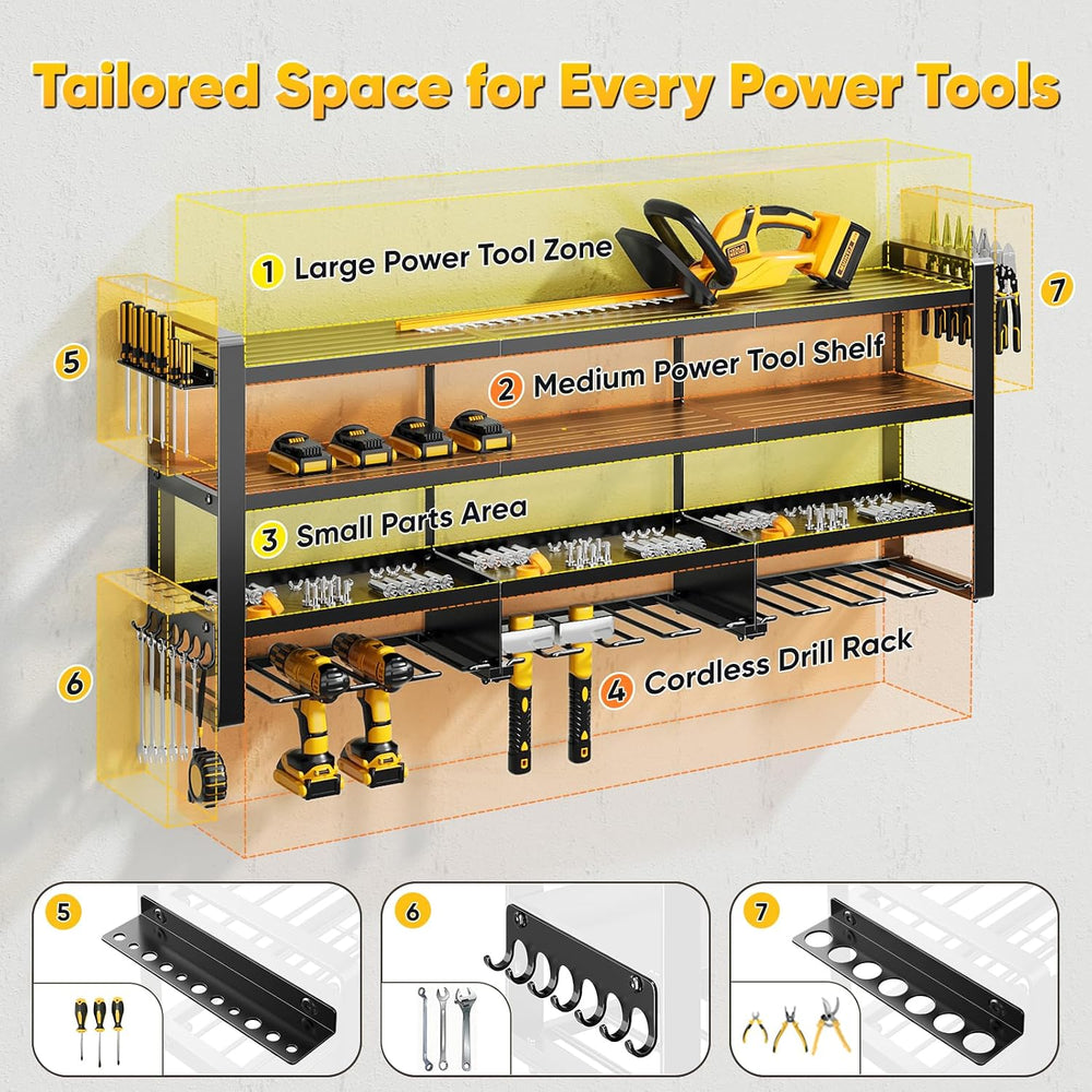 POKIPO 49" W Large Power Tool Organizer Wall Mount, 4 Layer Heavy Duty L...