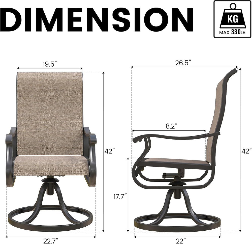 Patio Swivel Chairs Set of 2, Outdoor Rocking Dining Chairs with High Back