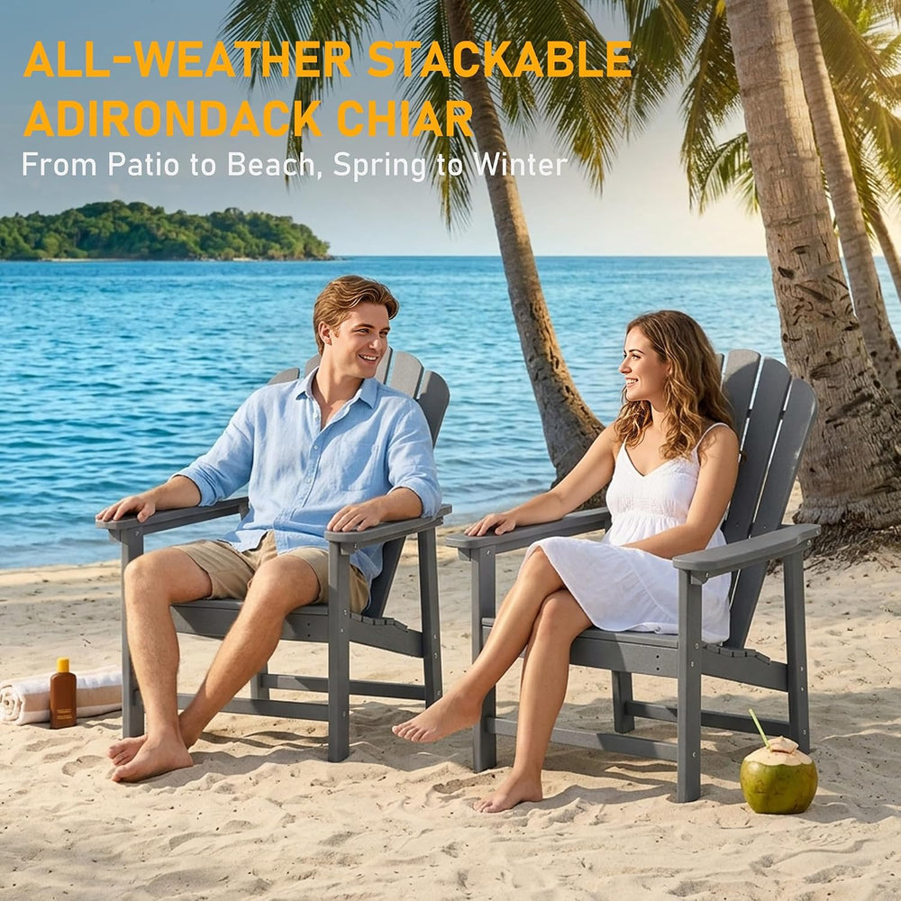 Oversized Stackable Adirondack Chair Set of 2, HDPE Fire Pit Chair
