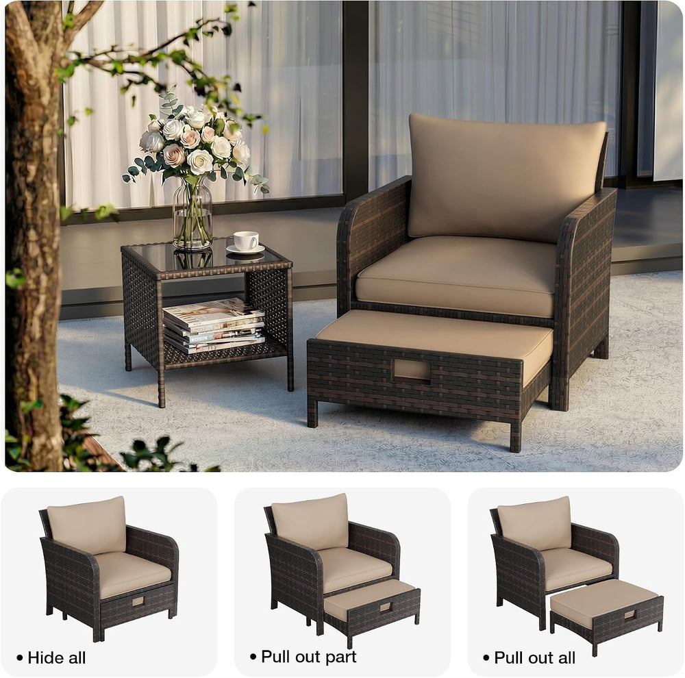 LEVELEVE Patio Conversation Set 5 Piece, Balcony Furniture Outdoor PE Rattan ...