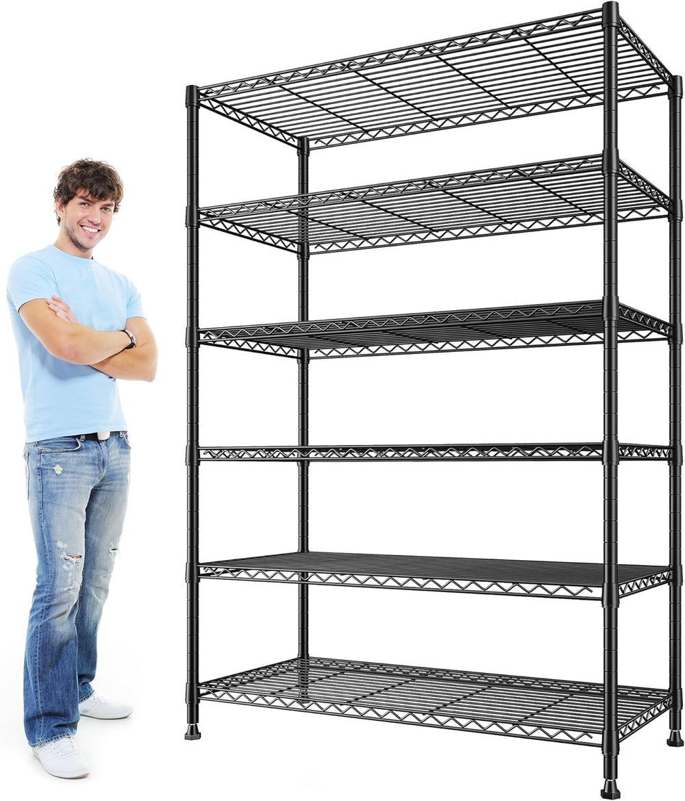 REIBII 6-Tier Storage Shelves, 75''H 1200LBS Garage Shelving for Ware...