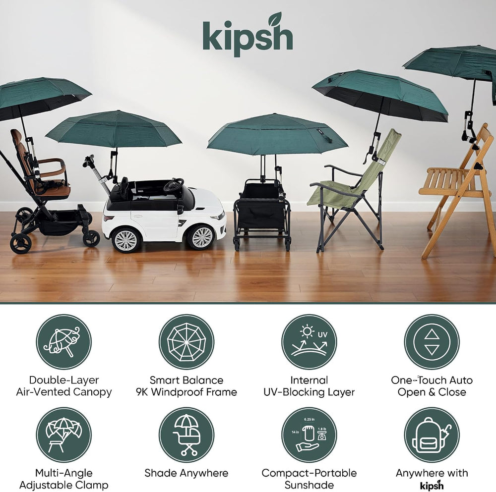 Chair Umbrella with Universal Clamp (Dark Green)