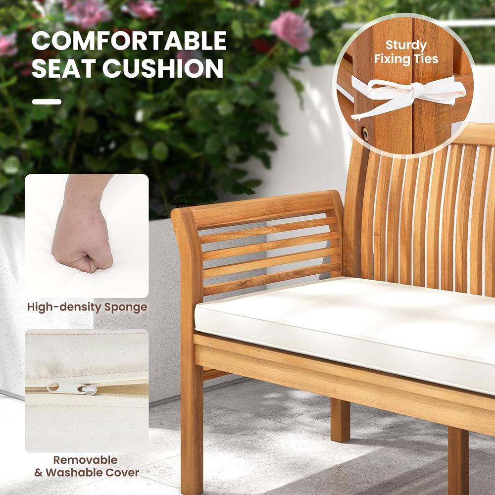 RELAX4LIFE 62.5’’ Outdoor Bench Acacia Wood - 3-Person Patio Bench w/Backrest...