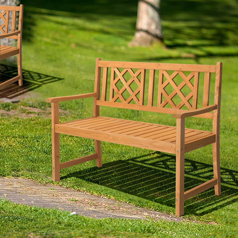 46.5" Outdoor Wooden Garden Bench,2-Person Patio Wooden Bench,All-Weathe...