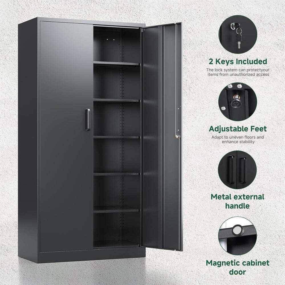 Letaya Metal Garage Storage Cabinets with Lock-72 Tall Tool Organizer Steel L...