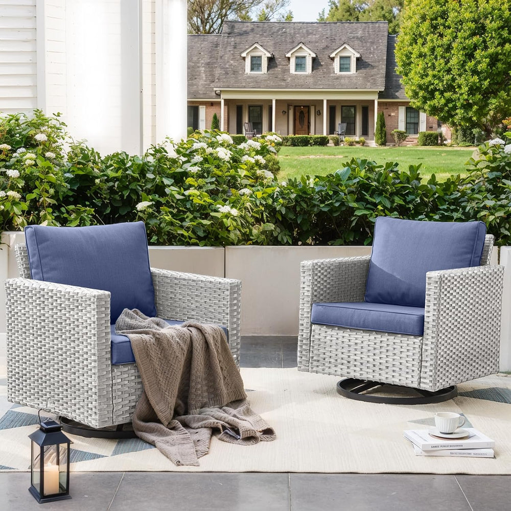 Outdoor Swivel Rocking Chairs,360 Degree Patio Swivel Glider Chair Set of 2 w...
