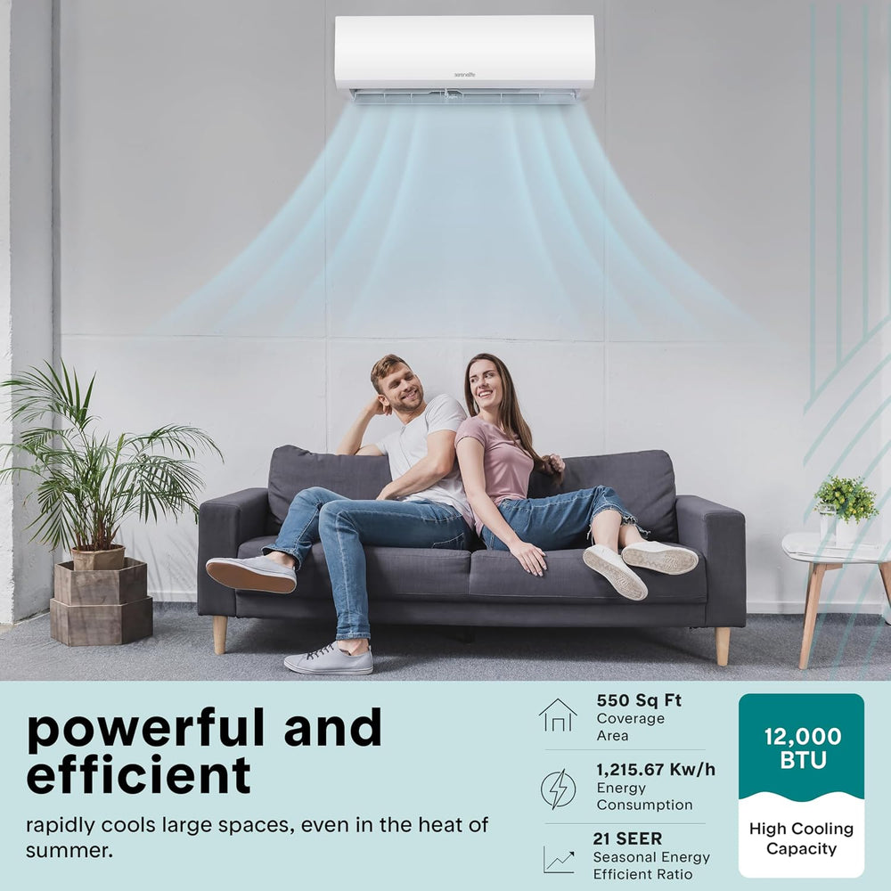 SereneLife 12,000 BTU Mini Split Air Conditioner & Heat Pump 110/120V Ind...