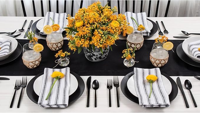 Solino Home Linen Black Table Runner 132 Inches Long - 100% Pure Linen Extra ...
