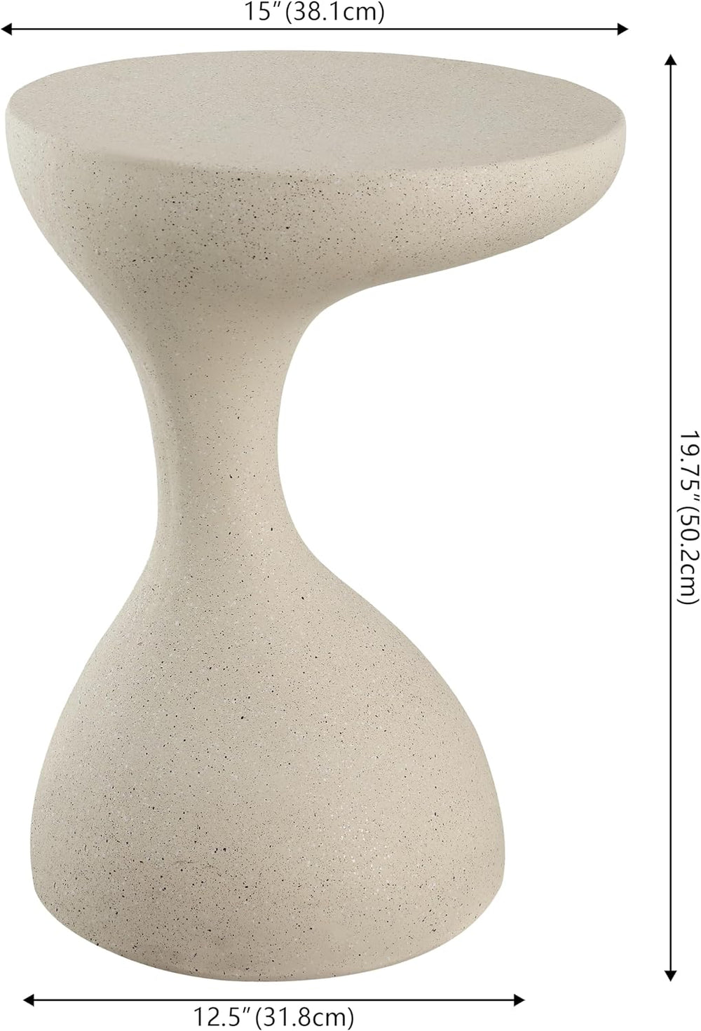 JONATHAN Y Boracay Sculptural Side Table 19.75", Cream Terrazzo