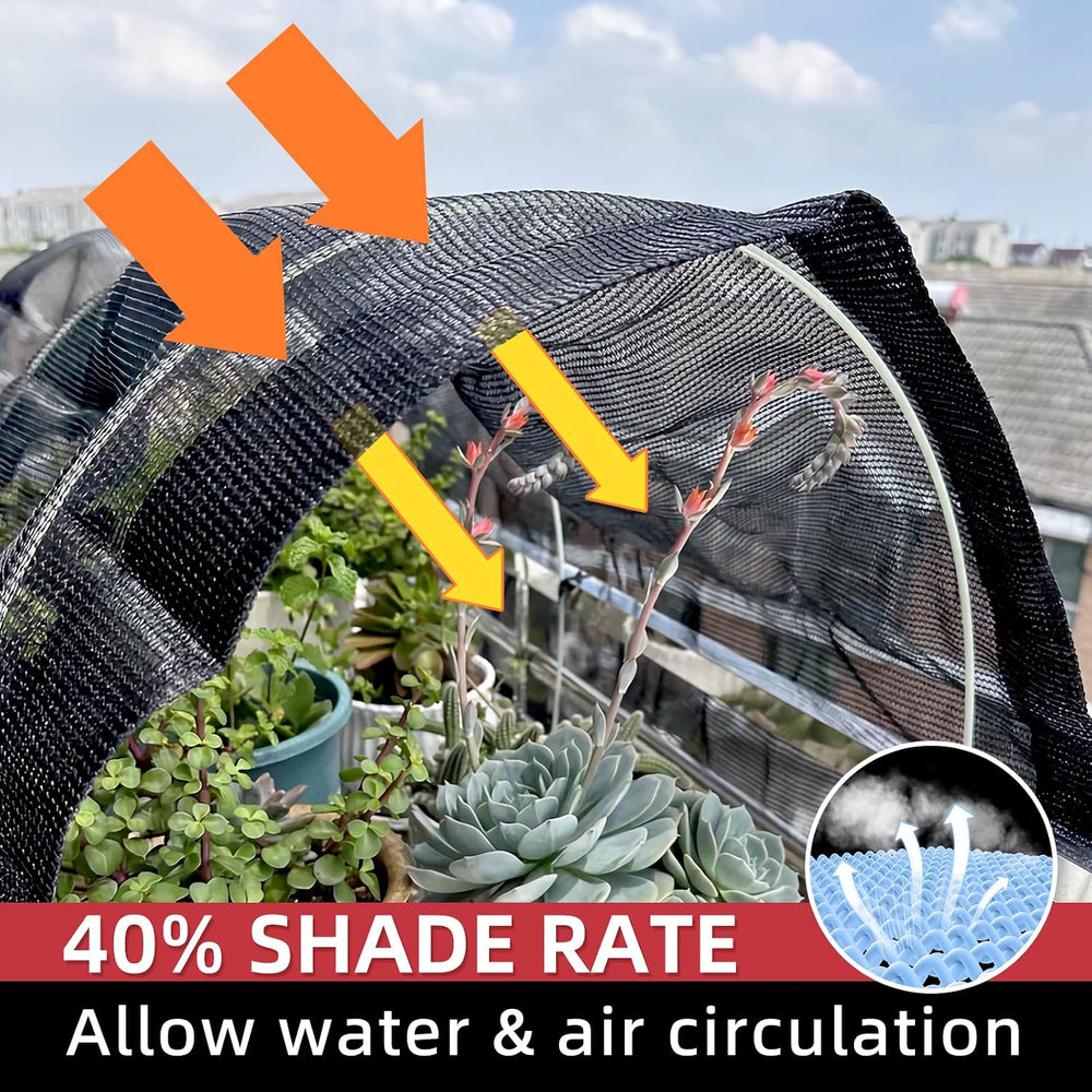 40% Shade Cloth for Garden, 6x12FT Black Heavy Duty Net