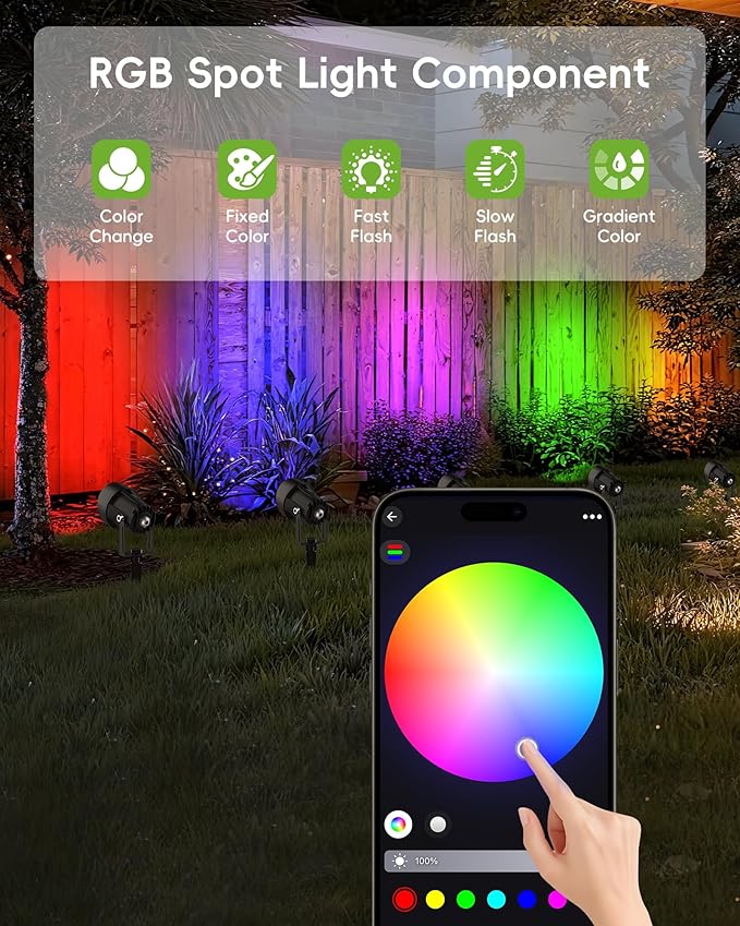 CORESLUX Smart RGBW Spot Lights Outdoor, Color Changing Warm White Landscape ...