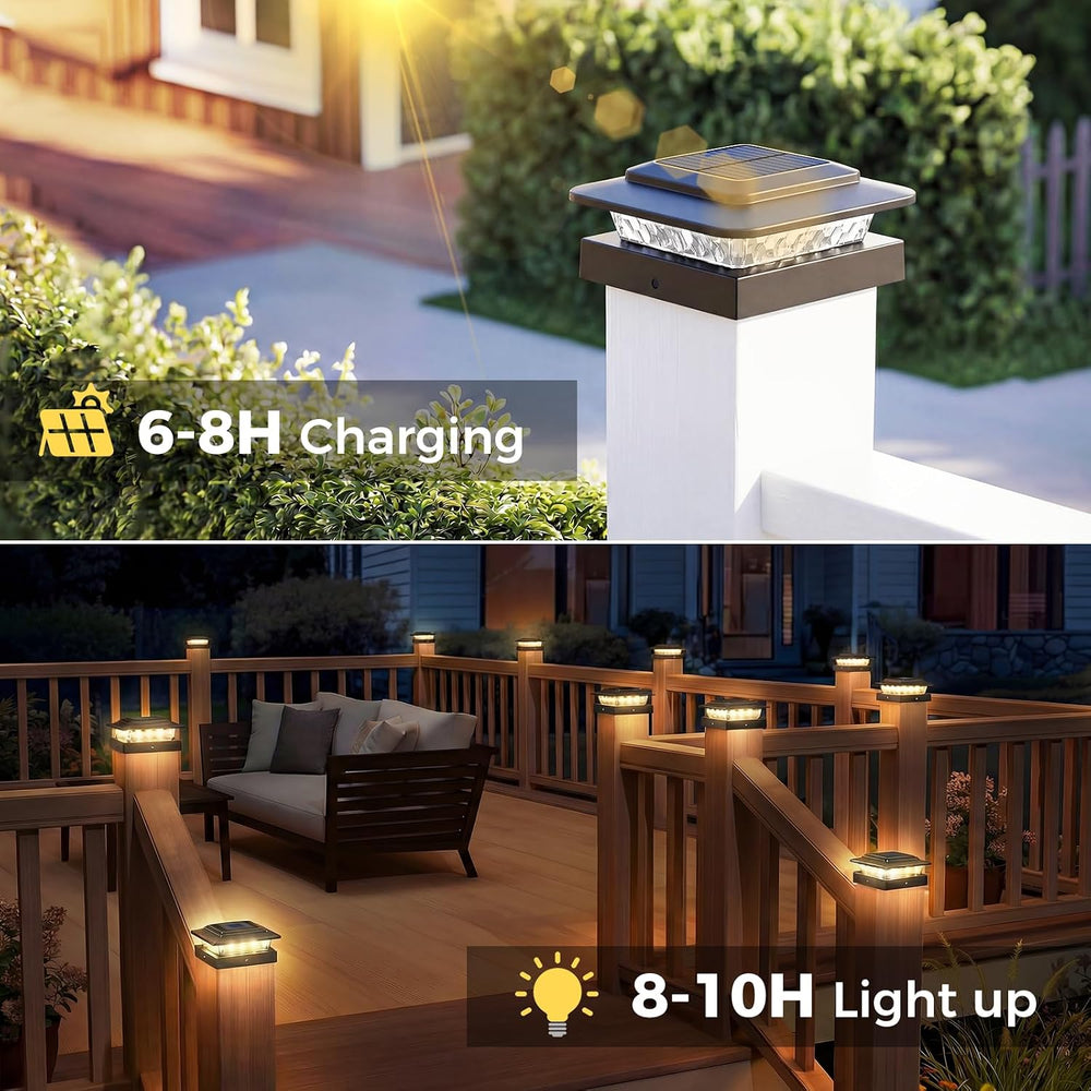 kolpop 4x4 Solar Post Cap Lights Outdoor 12Pack- 3 Color Temperatures& 2 ...