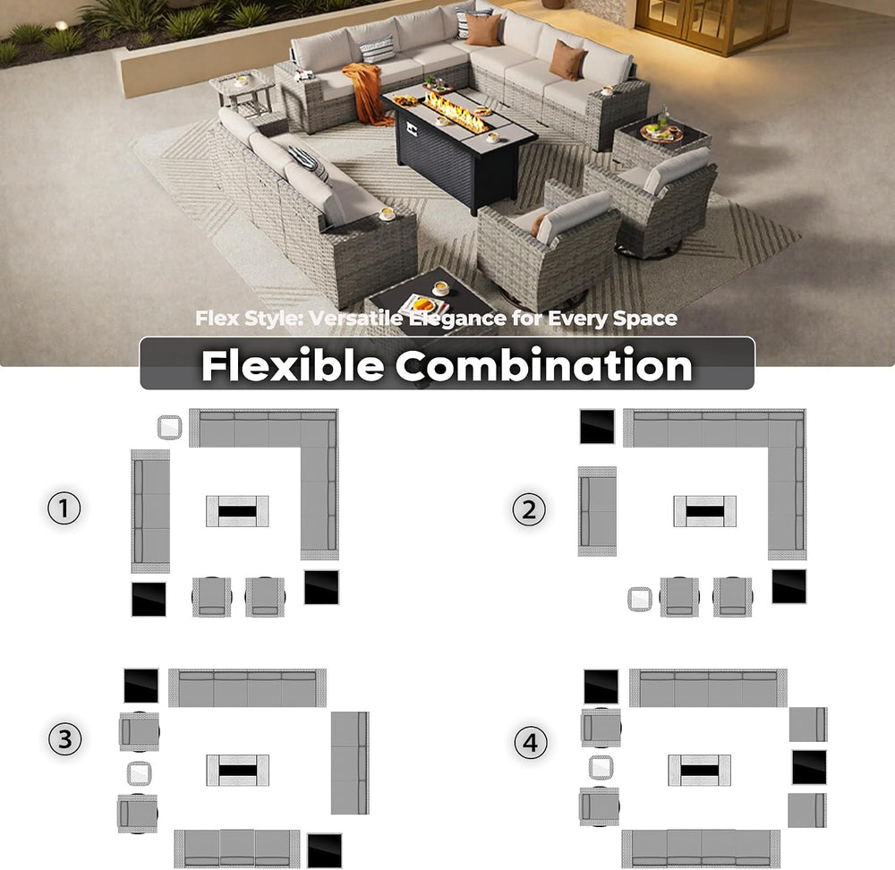 ovios 16 Pieces Patio Furniture Set, Outdoor Wicker Sectional Sofa Couch with...