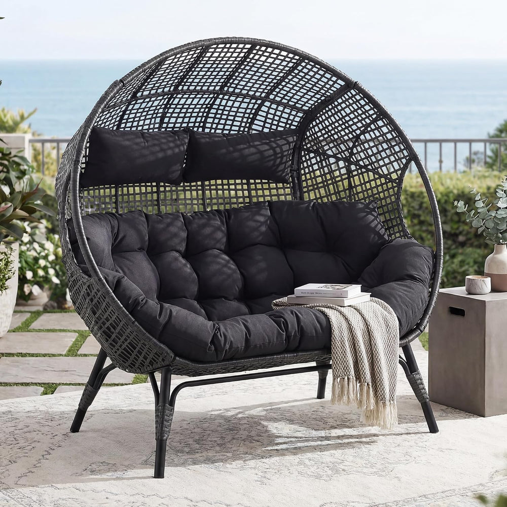 RADIATA Double Egg Chair Outdoor, 2 Person Wicker Patio Lounge Loveseat