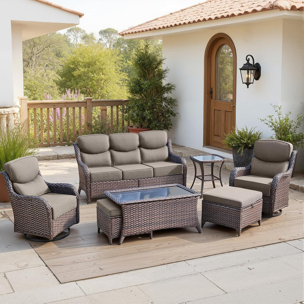 Belord Luxury 6" Thick Cushioned 7 Pieces Patio Furniture Set with Outdo...